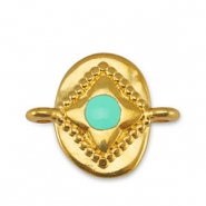 Breloques en m&eacute;tal DQ connecteur ovale Veraman Bleu-Dor&eacute; (sans nickel)