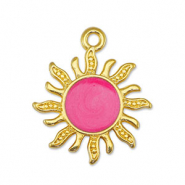Breloques en métal DQ soleil Perle Rose-Doré (sans nickel)