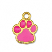 Breloques en métal DQ patte de chien Fuchsia-Doré (sans nickel)