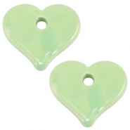 Perles en céramique DQ grecque coeur Vert clair