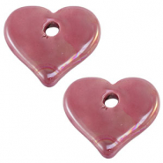 Perles en céramique DQ grecque coeur Rose magenta
