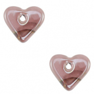 Perles en céramique DQ grecque coeur Rose-marron