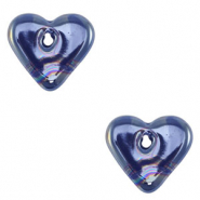 Perles en céramique DQ grecque coeur Blue foncé