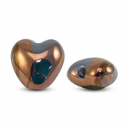 Perles en céramique DQ grecque coeur Bleu-bronze