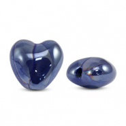 Perles en céramique DQ grecque coeur Blue foncé