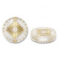 Perles acryliques rond avec carré Transparent-doré