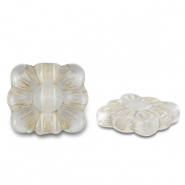 Perles acryliques rectangle avec fleur Transparent-dor&eacute;