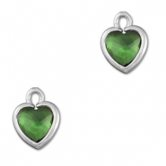 Pendentifs en verre Crystal glass coeur Vert-argent&eacute;
