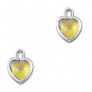 Pendentifs en verre Crystal glass coeur Jaune-argent&eacute;