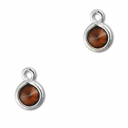 Pendentifs en verre Crystal glass rond Orange marron-argent&eacute;