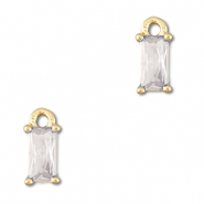 Pendentifs en verre Crystal glass rectangle Transparent-dor&eacute;