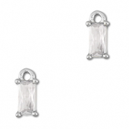 Pendentifs en verre Crystal glass rectangle Transparent-argent&eacute;