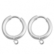 Boucles d'oreilles en acier inox créoles avec anneau 17mm Argenté