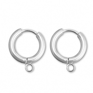 Boucles d'oreilles en acier inox créoles avec anneau 15mm Argenté