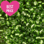 Perles de rocailles 6/0 (4mm) Vert doublure argent&eacute;