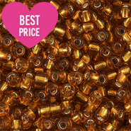 Perles de rocailles 8/0 (3mm) Marron cuivr&eacute; doublure argent&eacute;