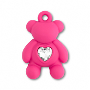 Pendentifs accroche-regard ourson avec c&oelig;ur Fuchsia