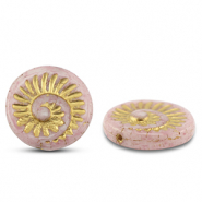 Perles tch&egrave;ques fossil shell 18mm Rose mauve clair-dor&eacute;