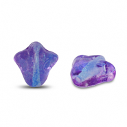 Perles tch&egrave;ques lily flower 9x8mm Transparent bleu-violet