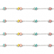 Apprêts en acier inox chaîne maille jaseron disc Argenté-multicolore