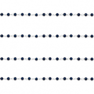 Apprêts en acier inox chaîne maille jaseron rond Argenté-bleu foncé