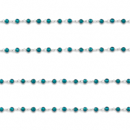 Apprêts en acier inox chaîne maille jaseron rond Argenté-bleu turquoise