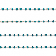 Apprêts en acier inox chaîne maille jaseron rond Doré-bleu turquoise