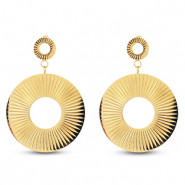 Boucles d'oreilles / puces en acier Inox rond Dor&eacute;