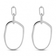 Boucles d'oreilles / puces en acier Inox irr&eacute;gulier Argent&eacute;