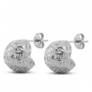 Boucles d'oreilles / puces en acier Inox rond Argent&eacute;