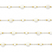 Apprêts en acier inox chaîne maille jaseron rond Doré-blanc cassé