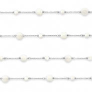 Apprêts en acier inox chaîne maille jaseron rond Argenté-blanc cassé