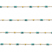 Apprêts en acier inox chaîne maille jaseron Howlite tube Doré-turquoise