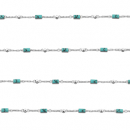 Apprêts en acier inox chaîne maille jaseron Howlite tube Argenté-turquoise