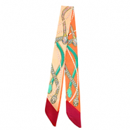 Bandana foulard avec serpent Orange abricot-vert-rouge fonc&eacute;