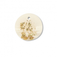 Pendentifs en polym&egrave;re rond Blanc cass&eacute;-beige-dor&eacute;