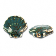 Perles en céramique coquille Vert-marron