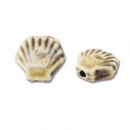 Perles en céramique coquille Marron clair