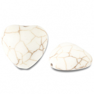 Perles en céramique cœur Blanc cassé