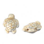 Perles en céramique tortue Blanc cassé-doré-argenté