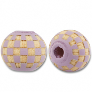 Perles en bois rond 10mm le motif Violet clair-naturel