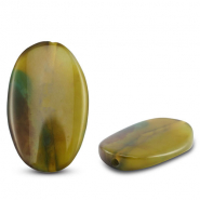 Pierres naturelles perles Agate ovale Transparent vert-marron