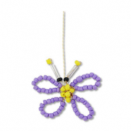 Pendentifs en perles de verre papillon Violet-jaune-noir