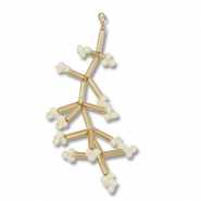 Pendentifs en perles de verre fleur Doré-blanc cassé