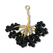 Pendentifs en perles de verre fleur Doré-noir