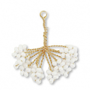 Pendentifs en perles de verre fleur Doré-blanc