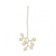 Pendentifs en perles de verre fleur Doré-blanc cassé