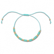 Bracelets tendance perles mixtes Turquoise-dor&eacute;