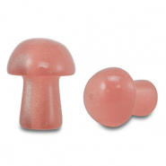 Pierres naturelles verre champignon Rouge corail clair