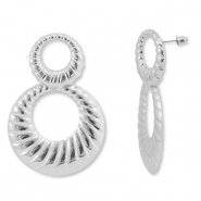 Boucles d'oreilles accroche-regard rond Argent&eacute;